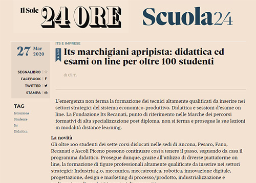 Il Sole 24 Ore

Its marchigiani apripista