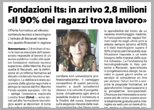 Il Resto del Carlino

Fondazione ITS, in arrivo 2,8 milioni
"Il 90 % dei ragazzi trova lavoro"