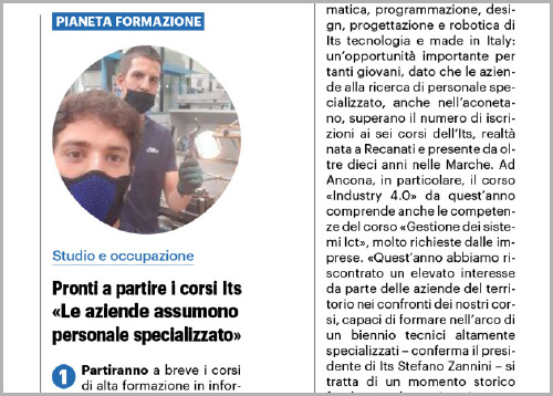 Il Resto del Carlino

Pronti a partire i corsi Its
"Le aziende assumono personale specializzato"