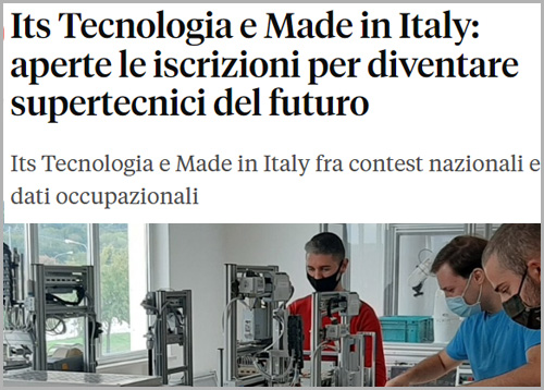 Its Tecnologia e Made in Italy:
aperte le iscrizioni per diventare supertecnici del futuro