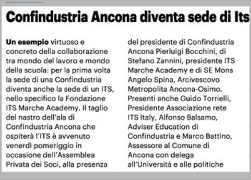 Il Resto del Carlino

Confindustria Ancona diventa sede di ITS Marche Academy