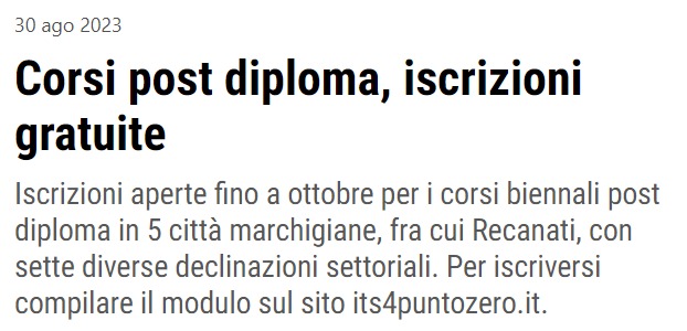 Il Resto del Carlino

Corsi post diploma, iscrizioni gratuite