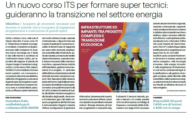 Il Resto del Carlino, 20 luglio 2024

Un nuovo corso per formare super tecnici