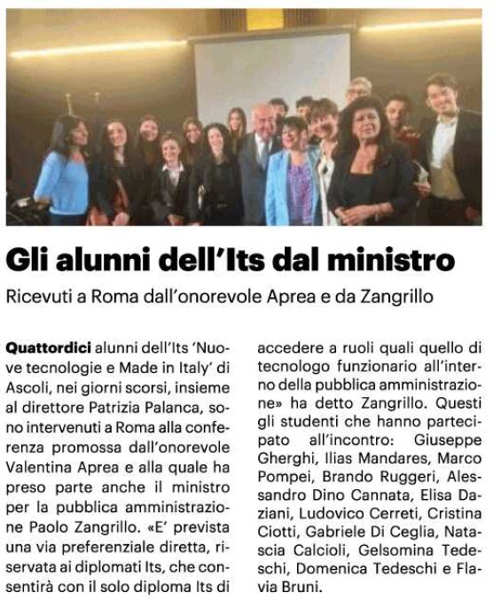 Il Resto del Carlino, 23 maggio 2025

Gli alunni dell'ITS da ministro