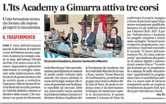 Corriere Adriatico, 1 novembre 2025

L'ITS Academy a Gimarra attiva tre corsi